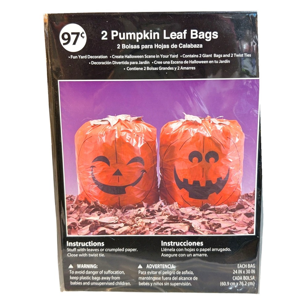 Halloween Pumpkin Leaf Collection Bags Smiley‎ VTG 80s 90s Outdoor Decor